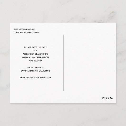 Gold Black Graduation Cap Save the Date Celebratio Postkarte (Rückseite)