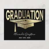 Gold Black Graduation Cap Save the Date Celebratio Postkarte (Vorderseite)