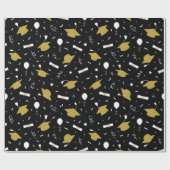 Gold Black Graduation Cap Toss Wrapping Paper Geschenkpapier (Flach)