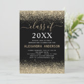 Gold Black Graduation Party Class of 2024 Einladung (Stehend Vorderseite)