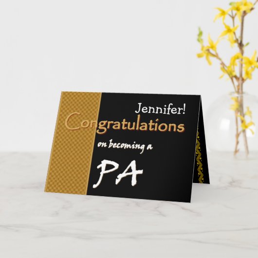 Gold Black Gratulation Arztassistent Karte (Gelbe Blume)