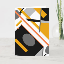 Gold Black Gray Diagonal Geometric on Whitited Karte