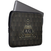 Gold Black Great Gatsby Art Deco 20s Monogram Laptopschutzhülle (Vorne Rechts)