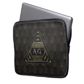 Gold Black Great Gatsby Art Deco 20s Monogram Laptopschutzhülle (Vorderseite Links)