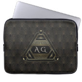 Gold Black Great Gatsby Art Deco 20s Monogram Laptopschutzhülle (Vorderseite)