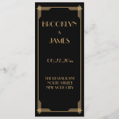 Gold Black Great Gatsby Art Deco Hochzeitsmenü Menükarte (Rückseite)