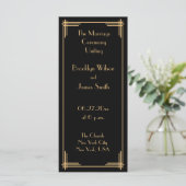 Gold Black Great Gatsby Art Deco Wedding Programm (Stehend Vorderseite)