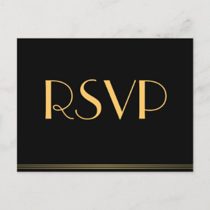 Gold Black Great Gatsby Wedding RSVP Postkarten