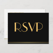 Gold Black Great Gatsby Wedding RSVP Postkarten (Vorne/Hinten)