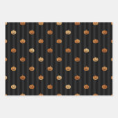 Gold Black Halloween Spipumkin & Bats Muster Geschenkpapier Set (Vorderseite)