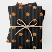 Gold Black Halloween Spipumkin & Bats Muster Geschenkpapier Set (Beispiel)