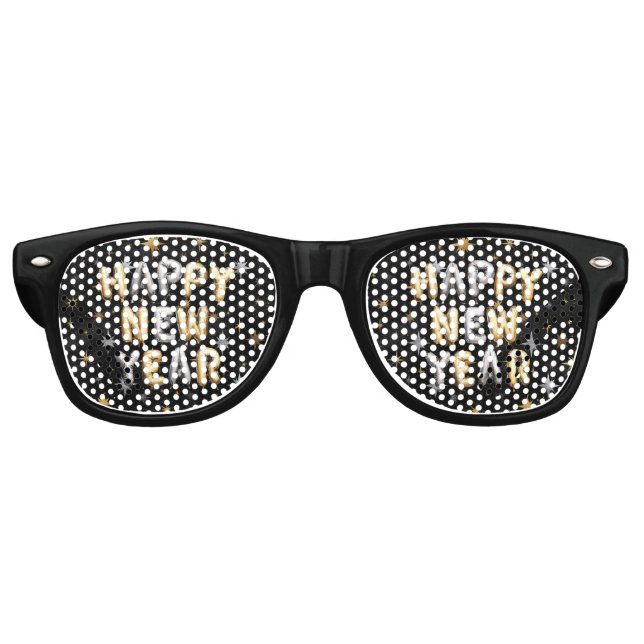Gold Black Happy New Year Partybrille (Vorderseite)