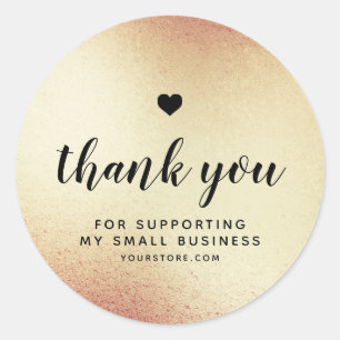 Gold Black Heart Vielen Dank an kleine Unternehmen Runder Aufkleber