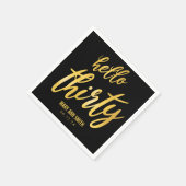 Gold Black "Hello Thirty" Geburtstag mit Namen Serviette (Ecke)