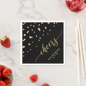 Gold Black Hexagon Confetti Cheers Custom Party Na Serviette (Beispiel)