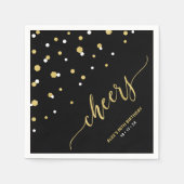 Gold Black Hexagon Confetti Cheers Custom Party Na Serviette (Vorderseite)