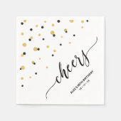 Gold Black Hexagon Confetti Cheers Custom Party Serviette (Vorderseite)