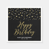 Gold Black Hexagon Confetti Custom Happy Birthday Serviette (Vorderseite)