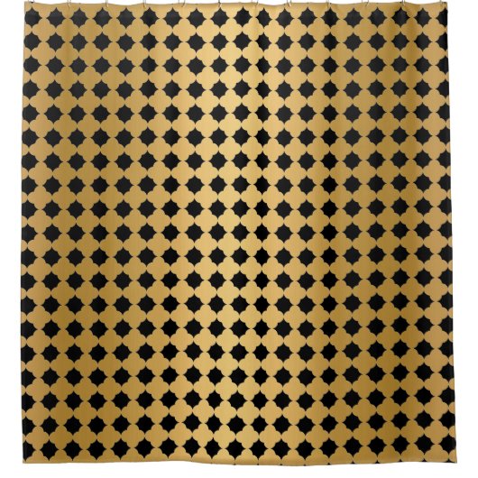 GOLD BLACK HEXAGON GEOMETRIC PATTER DUSCHVORHANG (Vorderseite)