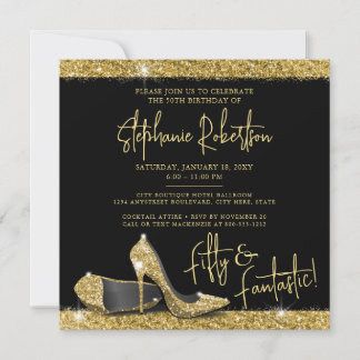 Gold Black High Heels Moderne Geburtstagsparty Squ Einladung