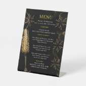 Gold Black Hochzeitsmenü Sockelschild (Vorderseite)