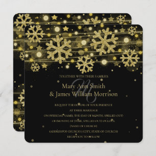 Gold & Black Holiday Wedding retten das Datum Einladung