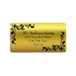 Gold Black Holly Border Address Label Adressaufkleber