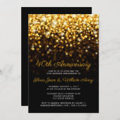 Gold Black Hollywood Glam 40. Hochzeitstag Einladung (Vorne/Hinten)