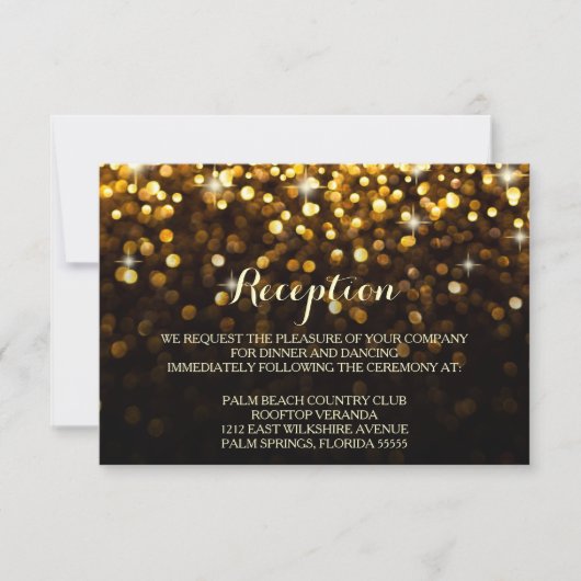 Gold Black Hollywood Glitz Glam Empfang Card Einladung (Vorderseite)