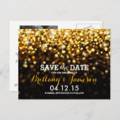 Gold Black Hollywood Glitz Glam Save the Date Ankündigungspostkarte (Vorne/Hinten)