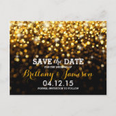 Gold Black Hollywood Glitz Glam Save the Date Ankündigungspostkarte (Vorderseite)