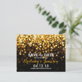 Gold Black Hollywood Glitz Glam Save the Date Ankündigungspostkarte (Stehend Vorderseite)