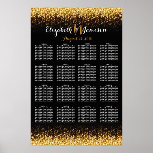 Gold Black Hollywood Glitz Glam Seekarte Poster (Vorne)