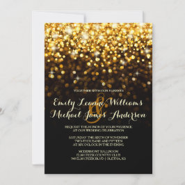 Gold Black Hollywood Glitz Glam Wedding Einladung