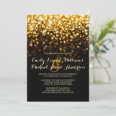 Gold Black Hollywood Glitz Glam Wedding Einladung (Stehend Vorderseite)