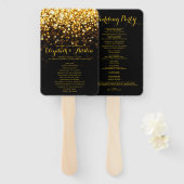 Gold Black Hollywood Glitz Glam Wedding Program Fächer (Vorne und Hinten)