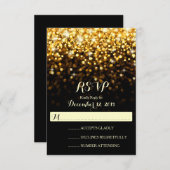 Gold Black Hollywood Glitz Glam Wedding RSVP (Vorne/Hinten)