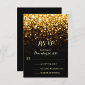 Gold Black Hollywood Glitz Glam Wedding RSVP (Vorne/Hinten)
