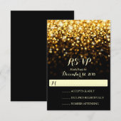 Gold Black Hollywood Glitz Glam Wedding RSVP Karte (Vorne/Hinten)