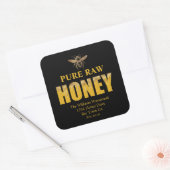 Gold & Black Honey Bee | Jar Label & Apiary Name Quadratischer Aufkleber (Umschlag)