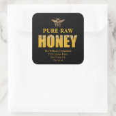 Gold & Black Honey Bee | Jar Label & Apiary Name Quadratischer Aufkleber (Tasche)