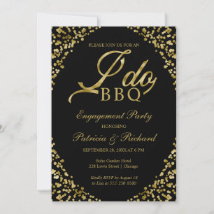 Gold Black I DO BBQ Verlobungsfeier Einladung