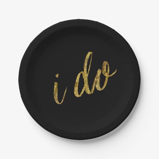 Gold Black I Do Pappteller (Vorderseite)
