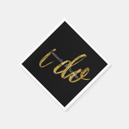 Gold Black I Do Serviette (Ecke)