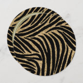 Gold Black Imitate Glitzer Zebra Print 16 . Geburt Einladung (Vorne/Hinten)