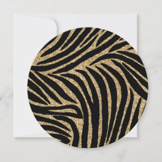 Gold Black Imitate Glitzer Zebra Print 16 . Geburt Einladung