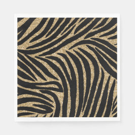 Gold Black Imitate Glitzer Zebra Print Serviette