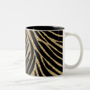 Gold Black Imitats Glitzer Zebra Print Zweifarbige Tasse