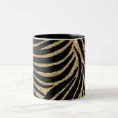 Gold Black Imitats Glitzer Zebra Print Zweifarbige Tasse (Mittel)