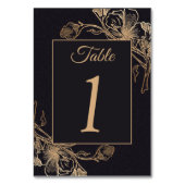 Gold Black Imitats Metal Floral Design Hochzeitsor Tischnummer (Vorderseite)